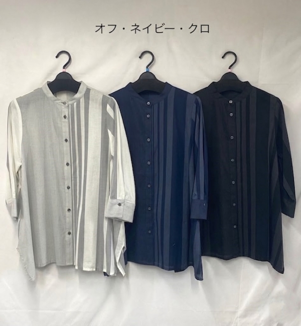 綿パネルブラウス