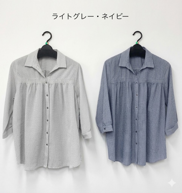 チェックブラウス